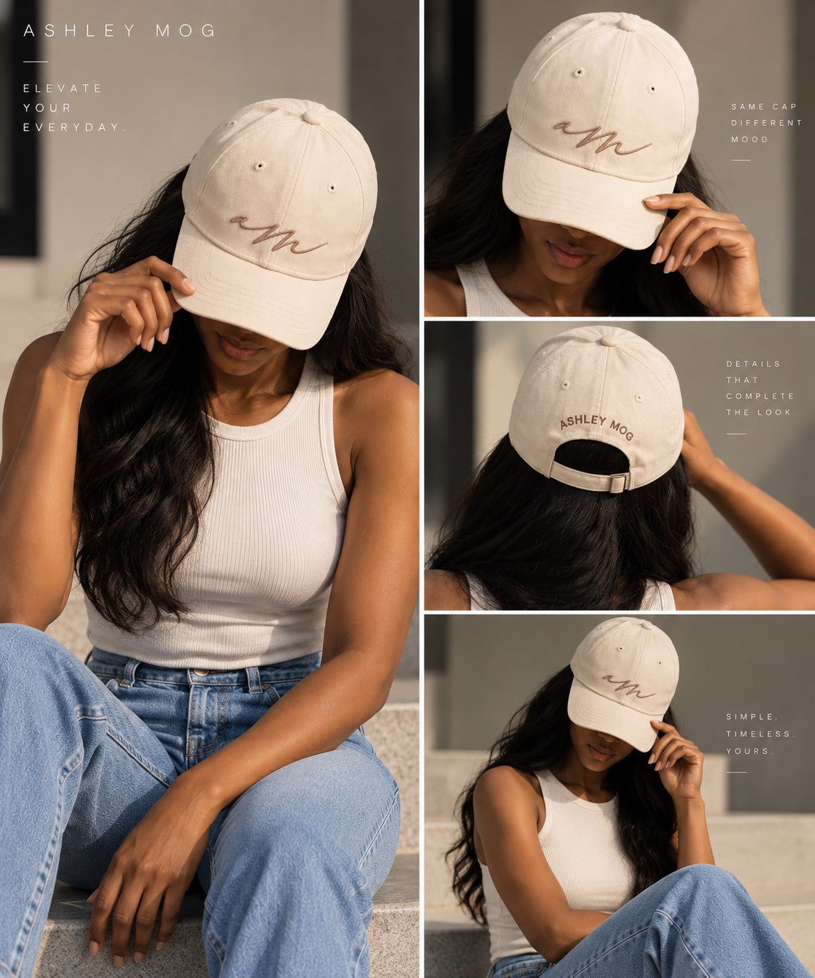 Ashley Mog The Signature Cap in Cream - lifestyle styling