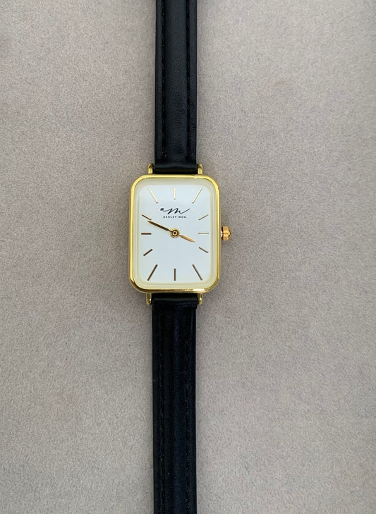 Lumina Black Leather Watch