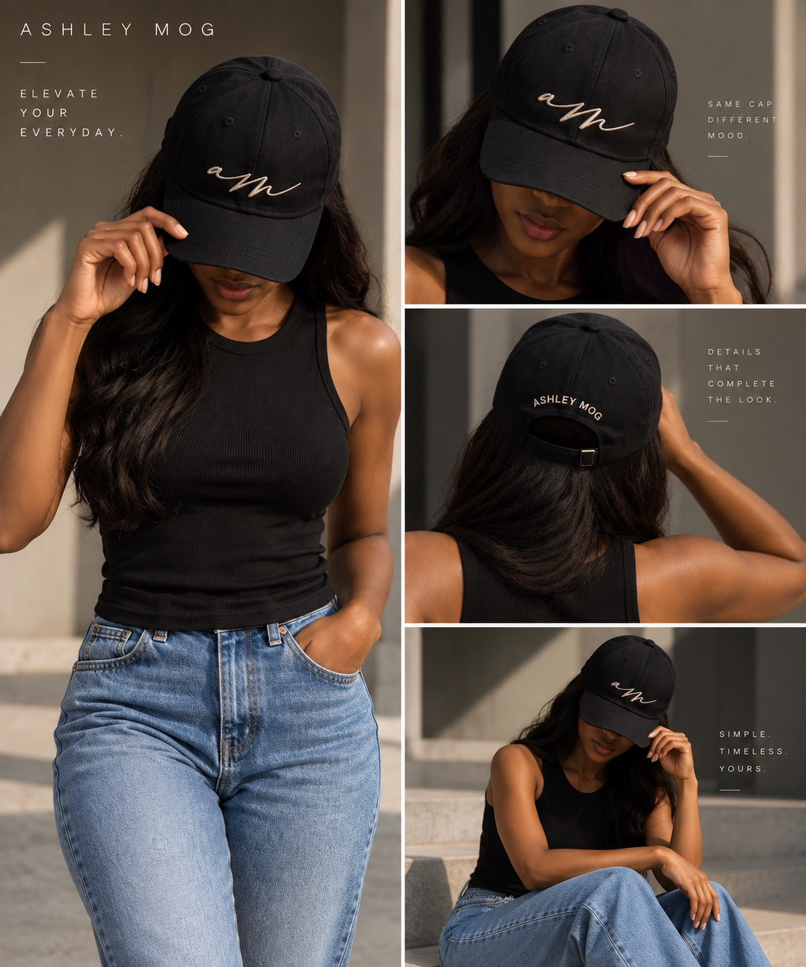 Ashley Mog The Signature Cap in Black - lifestyle styling